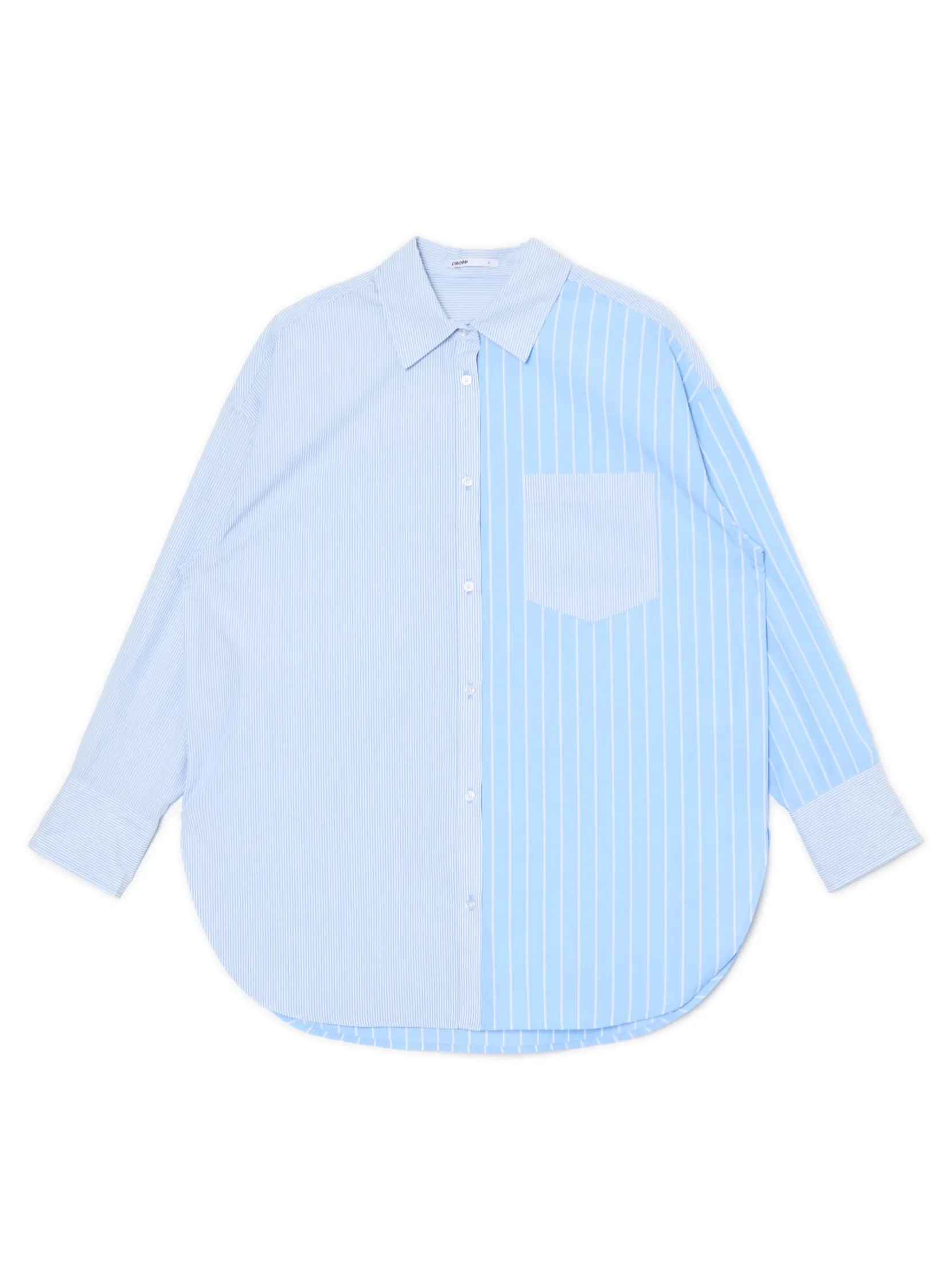 Sale Błękitna koszula oversize w pionowe paski Koszule, Bluzki