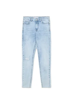 Clearance Błękitne jeansy skinny z przetarciami Jeansy
