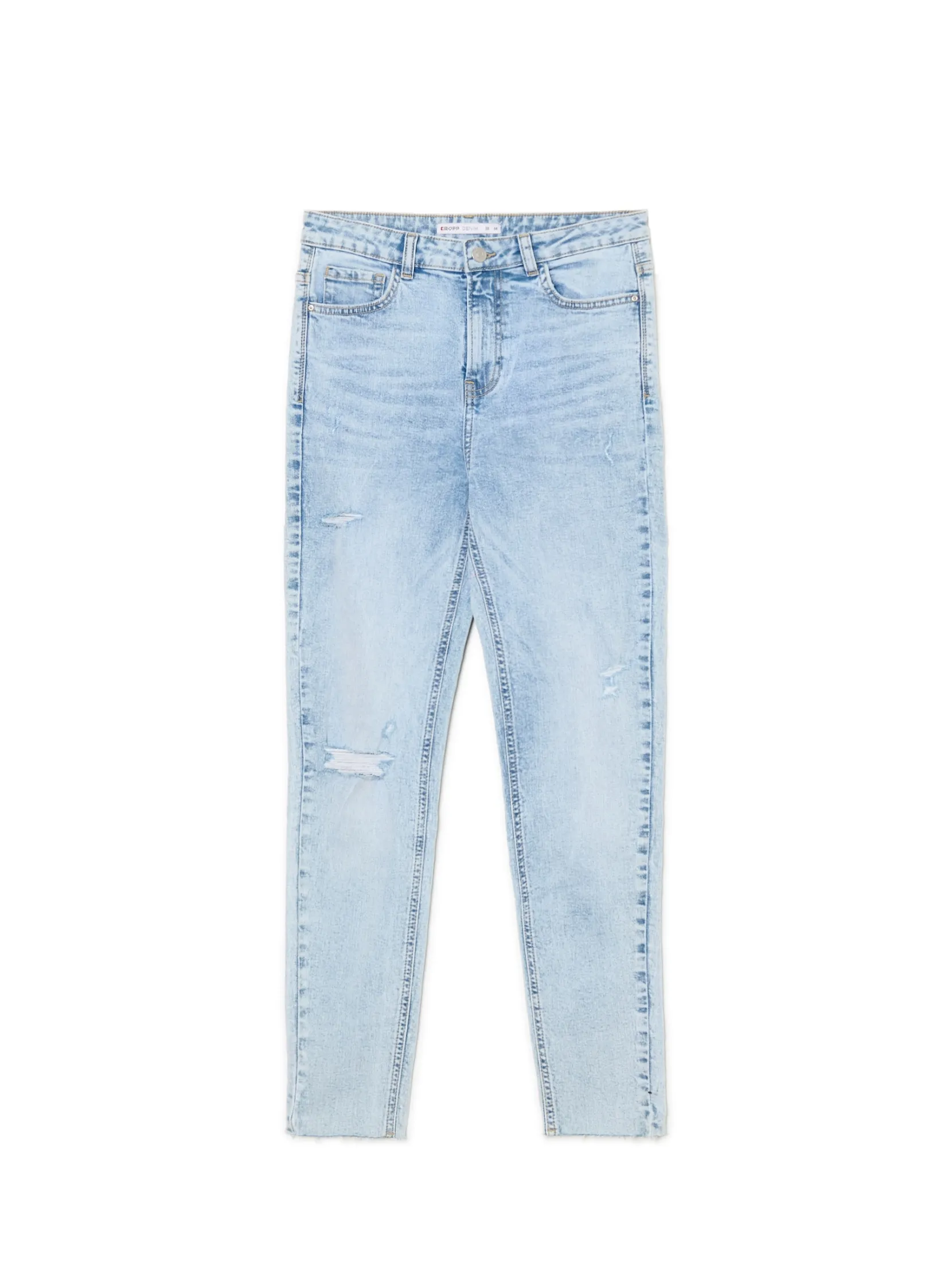 Clearance Błękitne jeansy skinny z przetarciami Jeansy
