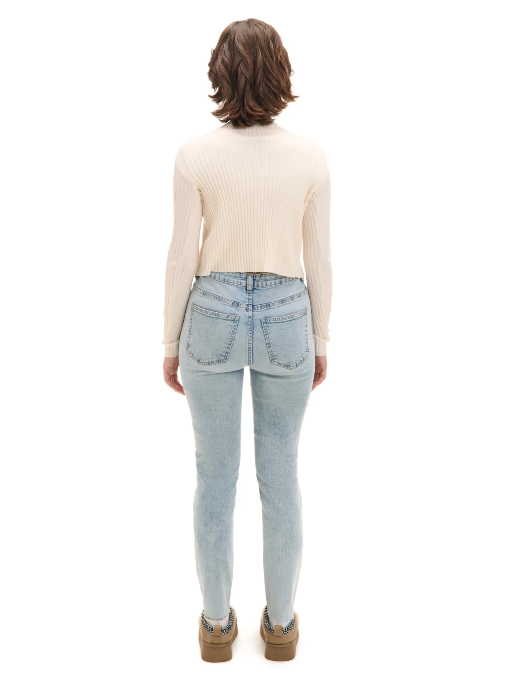 Clearance Błękitne jeansy skinny z przetarciami Jeansy