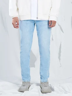 Fashion Błękitne jeansy slim Jeansy