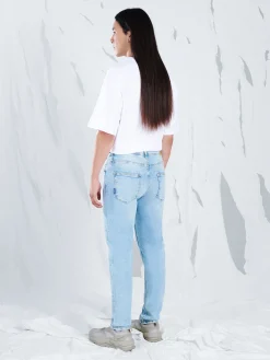 Fashion Błękitne jeansy slim Jeansy