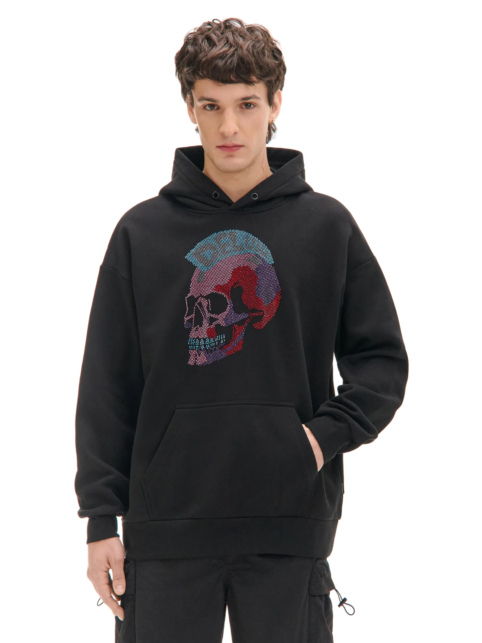 Outlet Bluza z aplikacją punkowej czaszki Bluzy