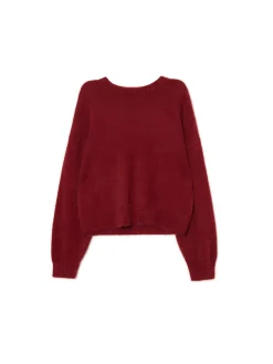 Clearance Bordowy gładki sweter Swetry