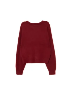 Clearance Bordowy gładki sweter Swetry