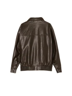 Fashion Brązowa kurtka bomber z efektem znoszenia Kurtki, Płaszcze