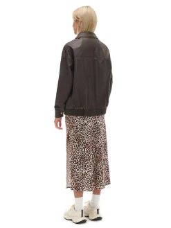 Fashion Brązowa kurtka bomber z efektem znoszenia Kurtki, Płaszcze