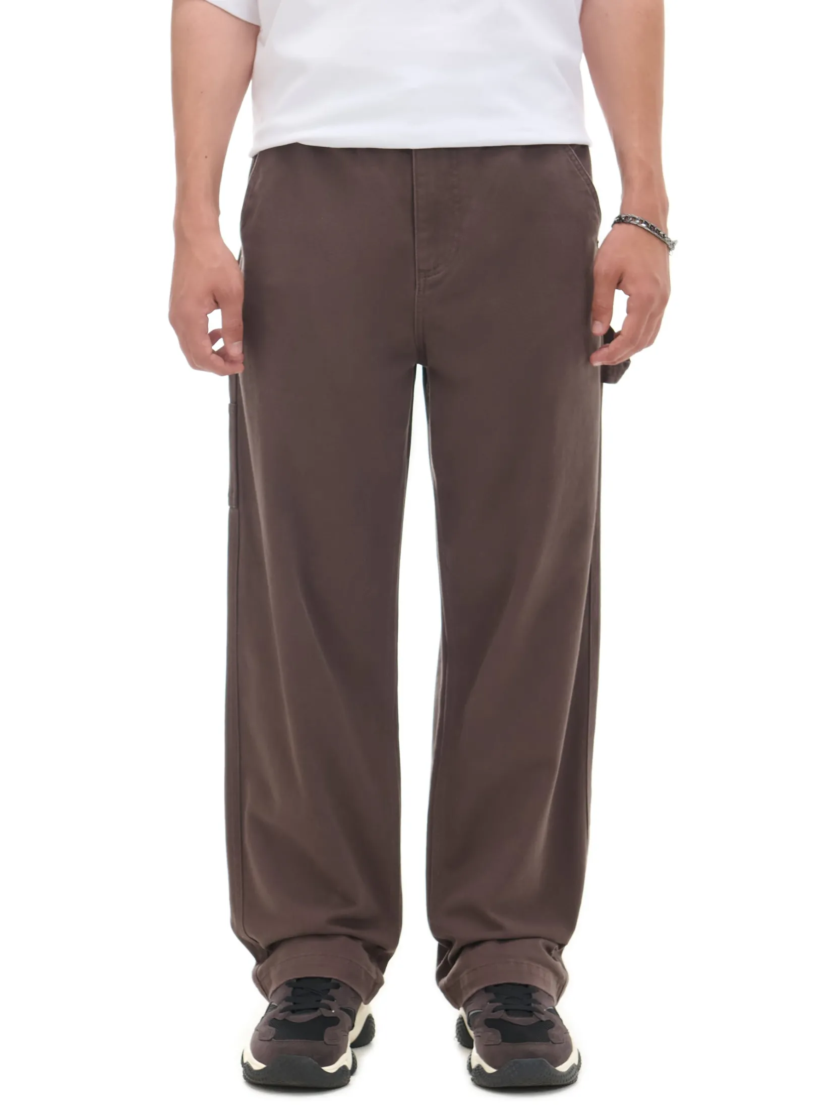New Brązowe spodnie wide leg Baggy|Spodnie