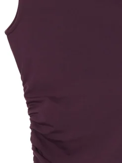 New Burgundowa sukienka maxi z marszczeniem Sukienki, Kombinezony