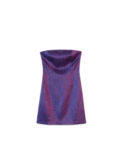 Fashion Błyszcząca sukienka mini z wiskozą Sukienki, Kombinezony
