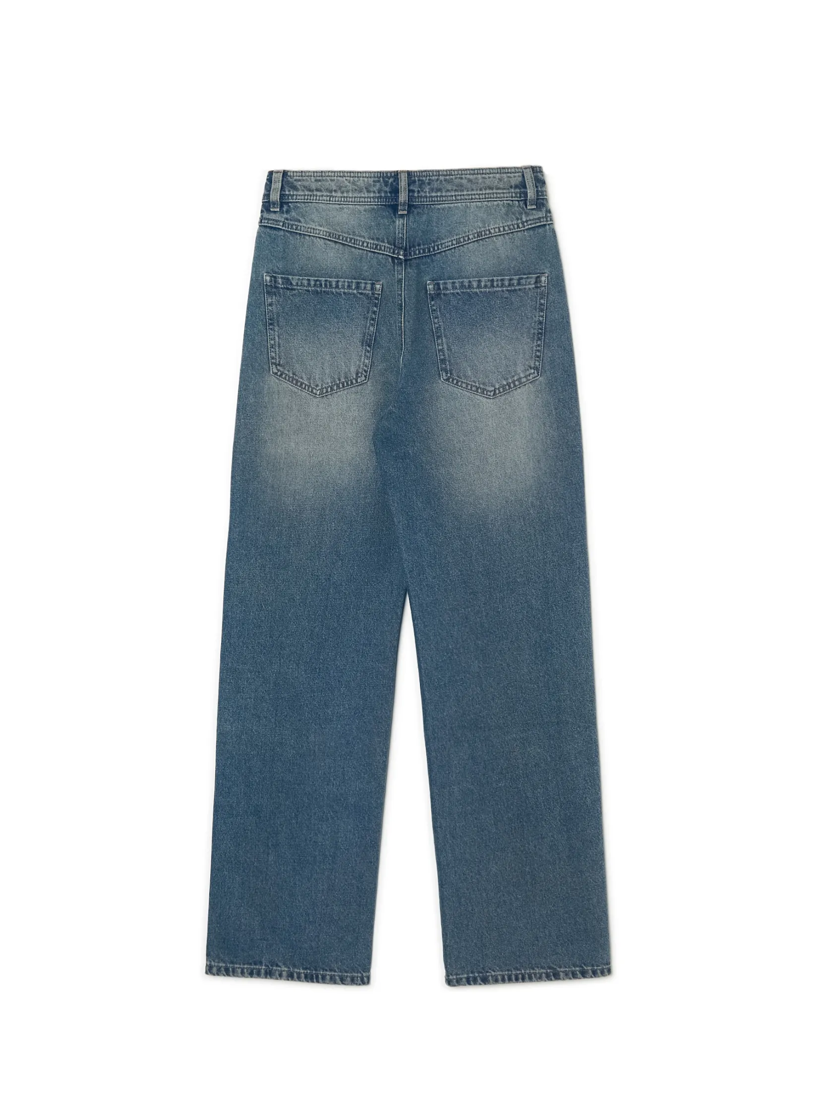 Sale Ciemnoe jeansy straight z efektem sprania Jeansy