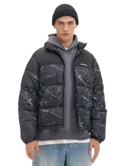New Ciemnoszara kurtka puffer z nadrukiem Kurtki Zimowe|Kurtki, Płaszcze
