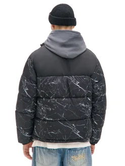New Ciemnoszara kurtka puffer z nadrukiem Kurtki Zimowe|Kurtki, Płaszcze