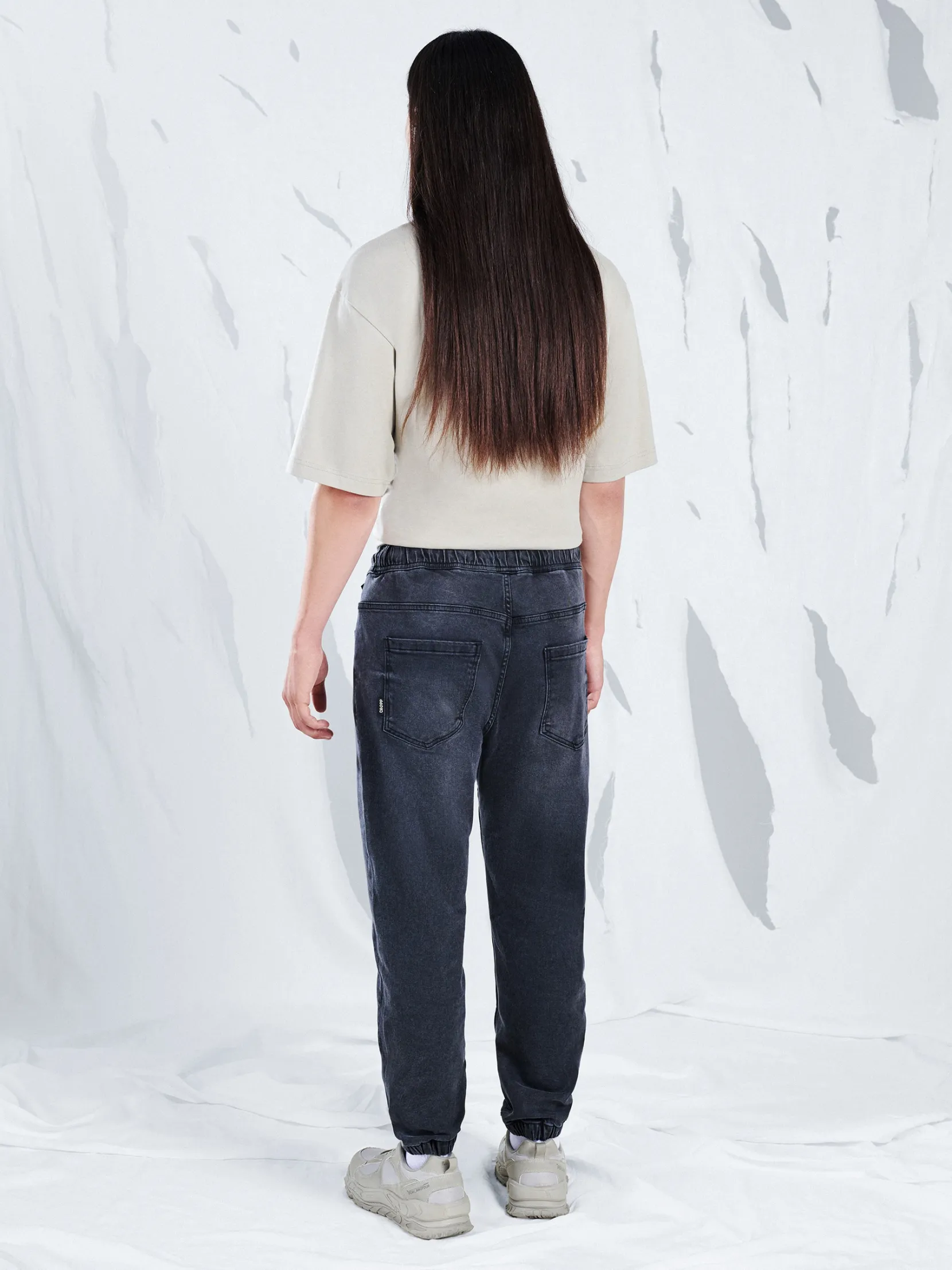 Discount Ciemnoszare jeansowe joggery Jeansy