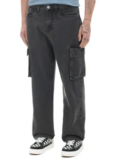 Sale Ciemnoszare jeansy baggy Jeansy|Baggy