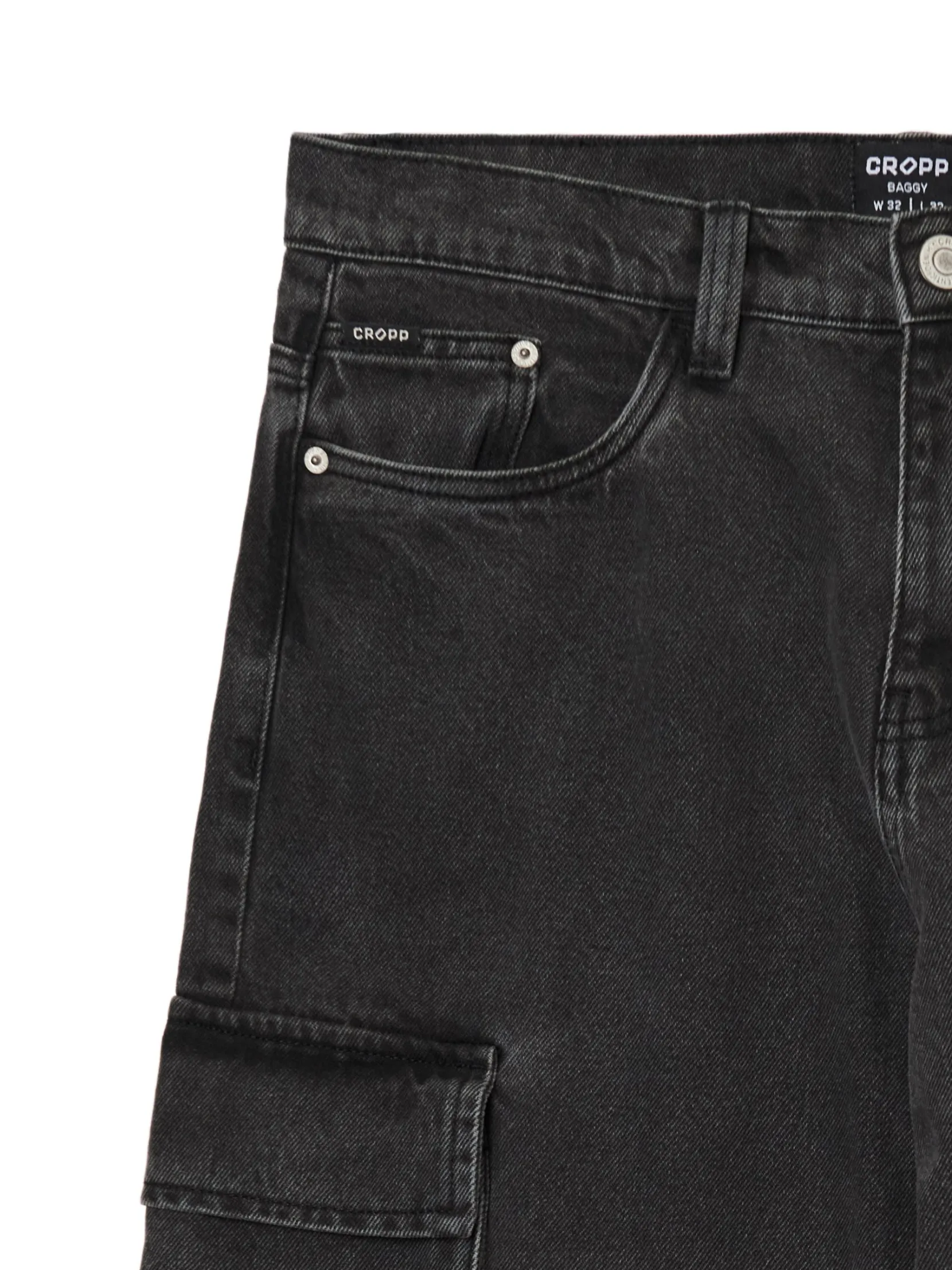 Sale Ciemnoszare jeansy baggy Jeansy|Baggy