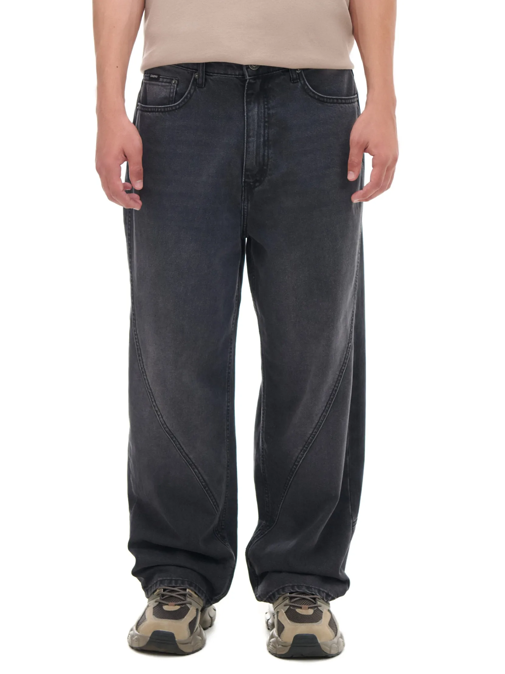 Fashion Ciemnoszare jeansy super baggy Jeansy|Baggy
