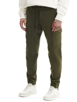 Best Ciemnozielone joggery basic z kieszeniami cargo Spodnie