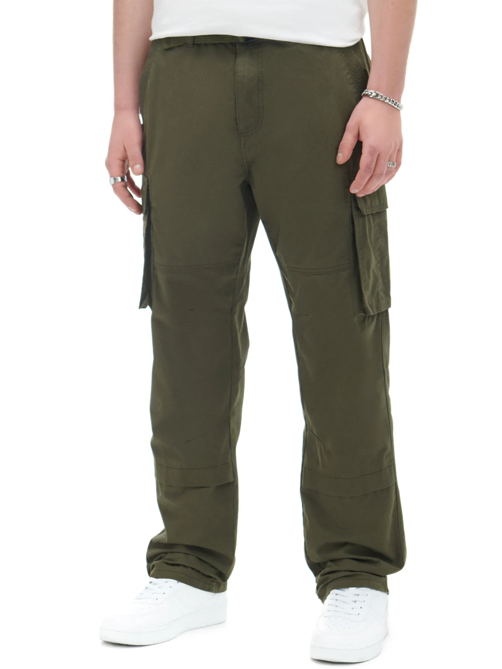 Best Ciemnozielone spodnie comfort z paskiem Spodnie