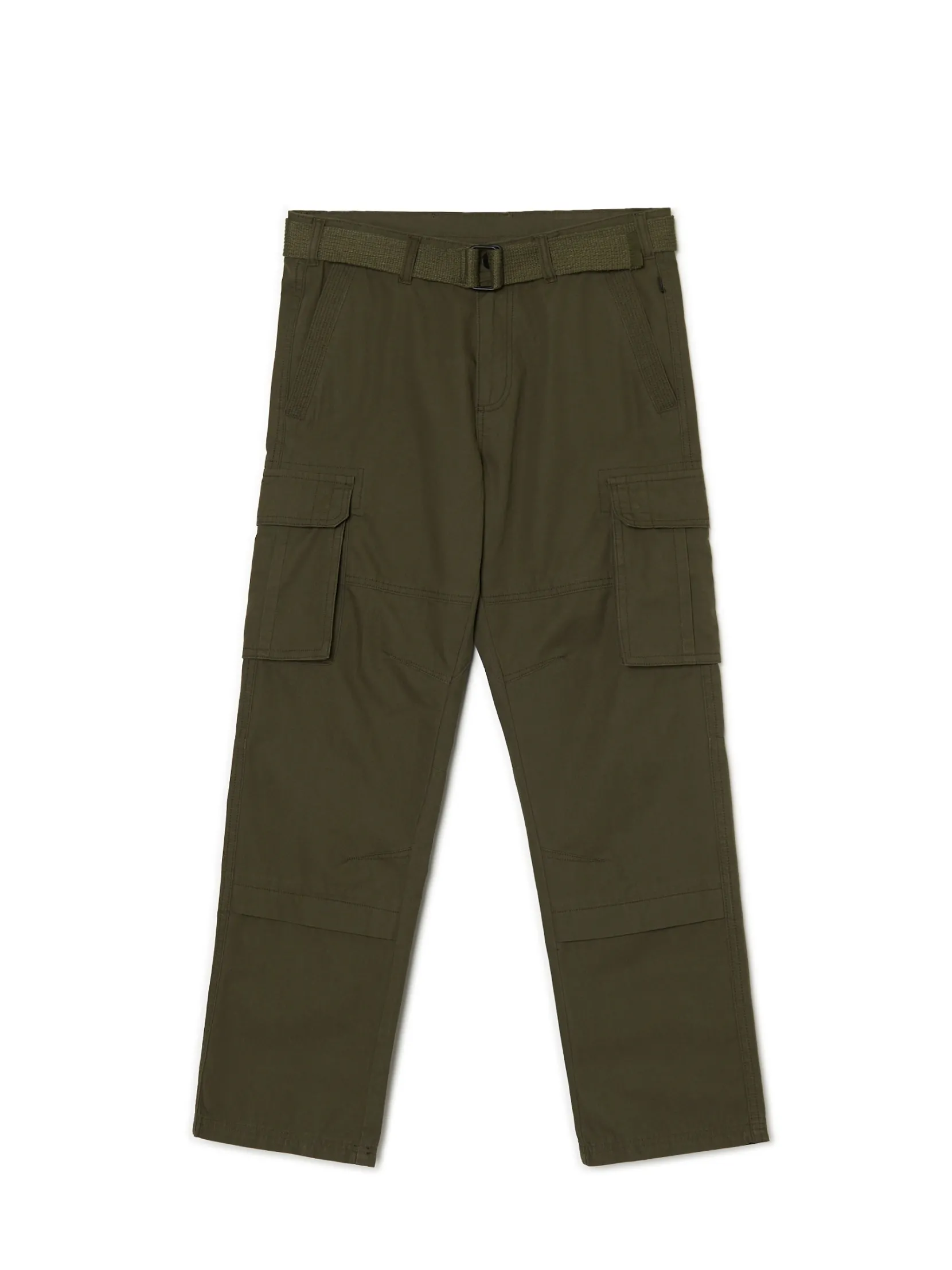 Best Ciemnozielone spodnie comfort z paskiem Spodnie
