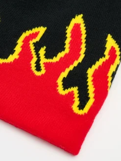 Outlet Czapka beanie z nadrukiem płomieni Czapki