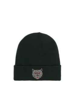 New Czapka beanie z naszywką wilka Czapki