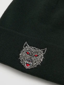 New Czapka beanie z naszywką wilka Czapki