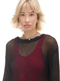 Hot Czarna ażurowa sukienka Swetry