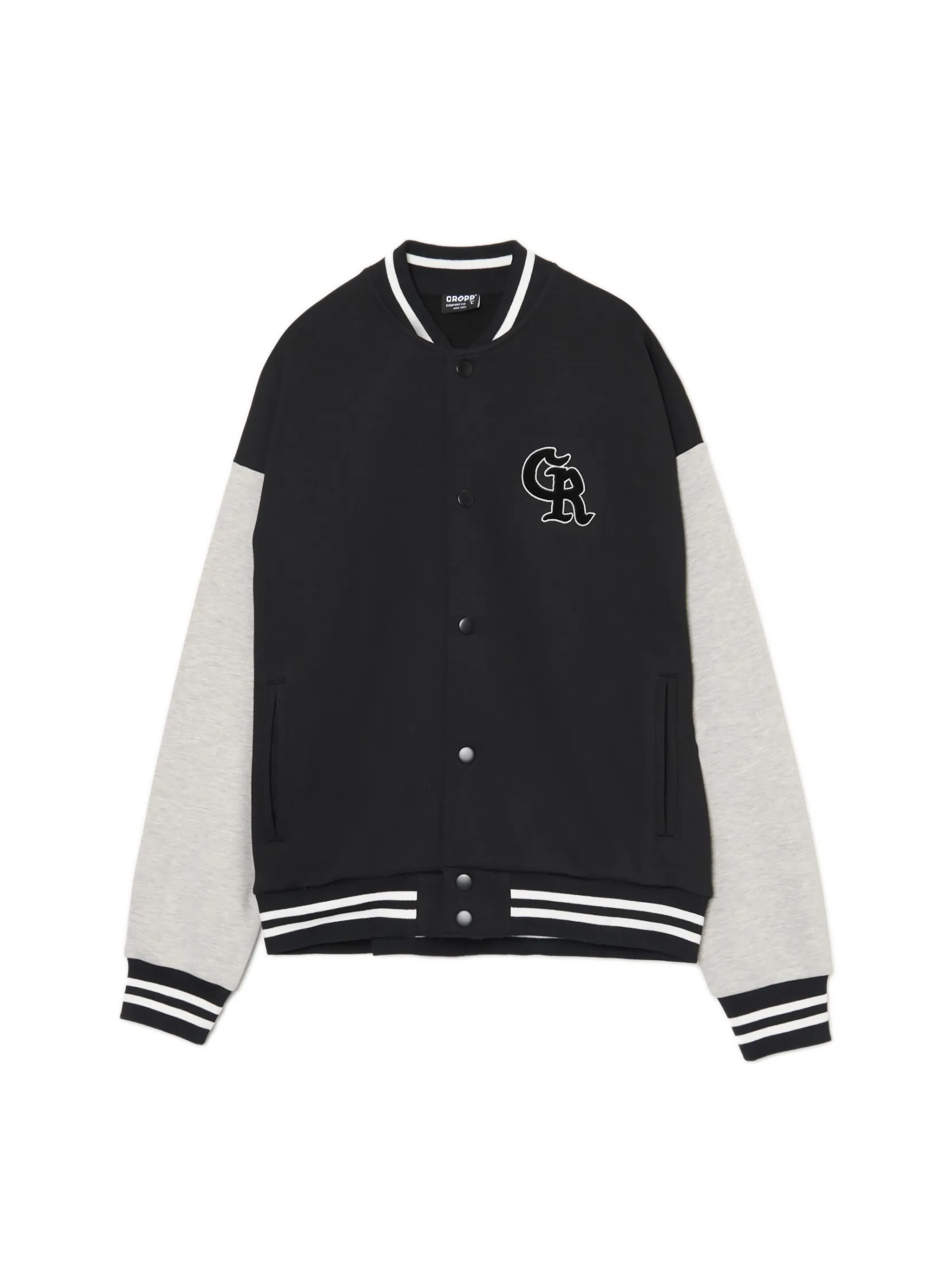 Outlet Czarna bluza college na zatrzaski Bluzy