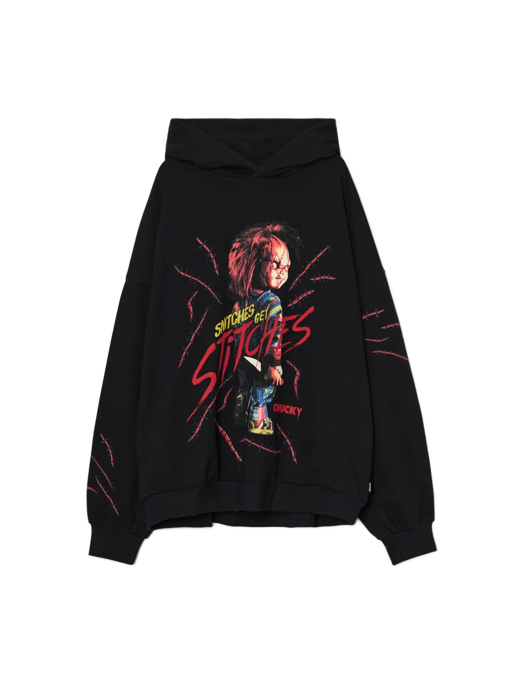 Hot Czarna bluza hoddie z Laleczką Chucky Bluzy