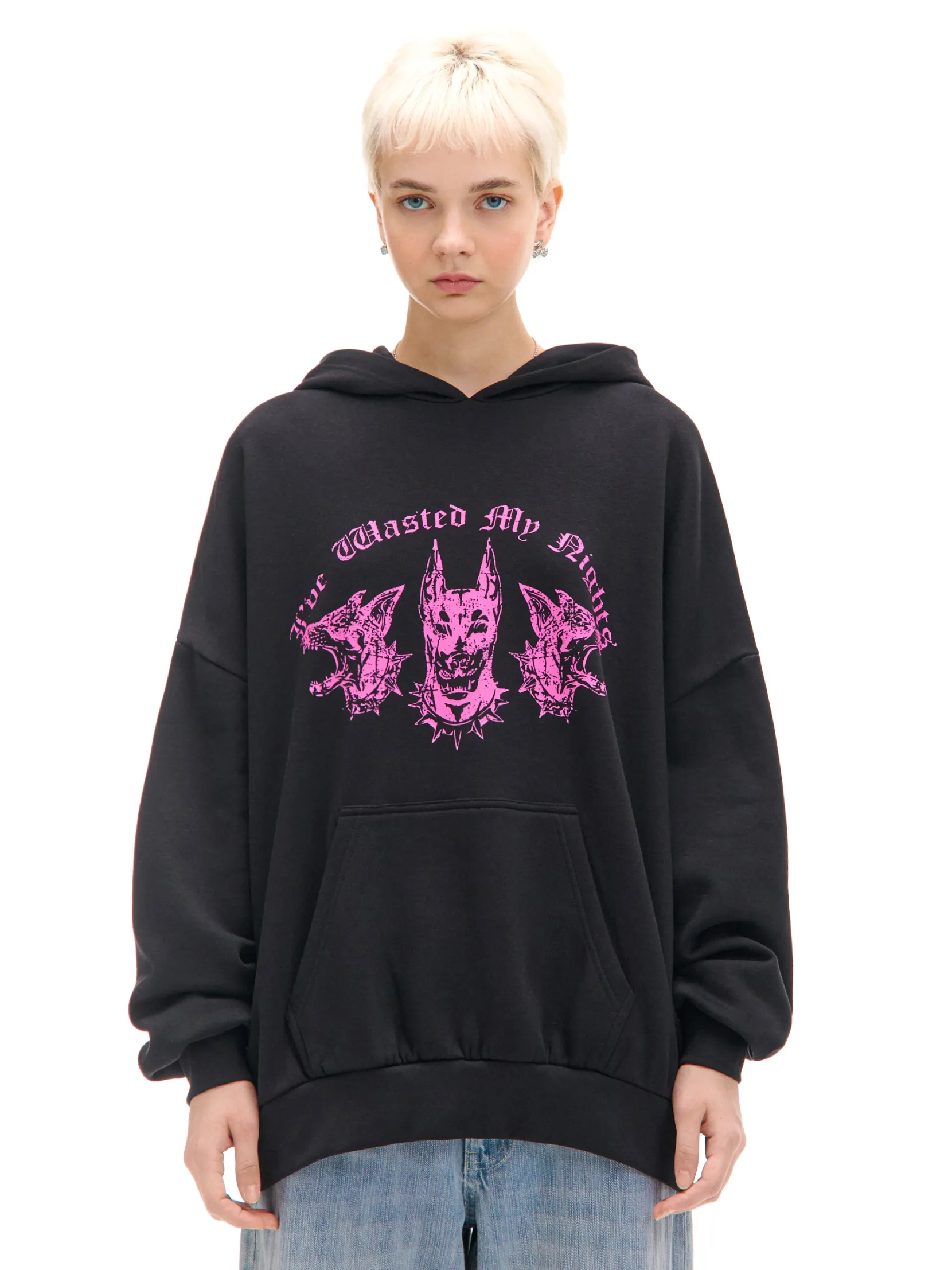 New Czarna bluza hoodie z dobermanami UNISEX Unisex|Unisex