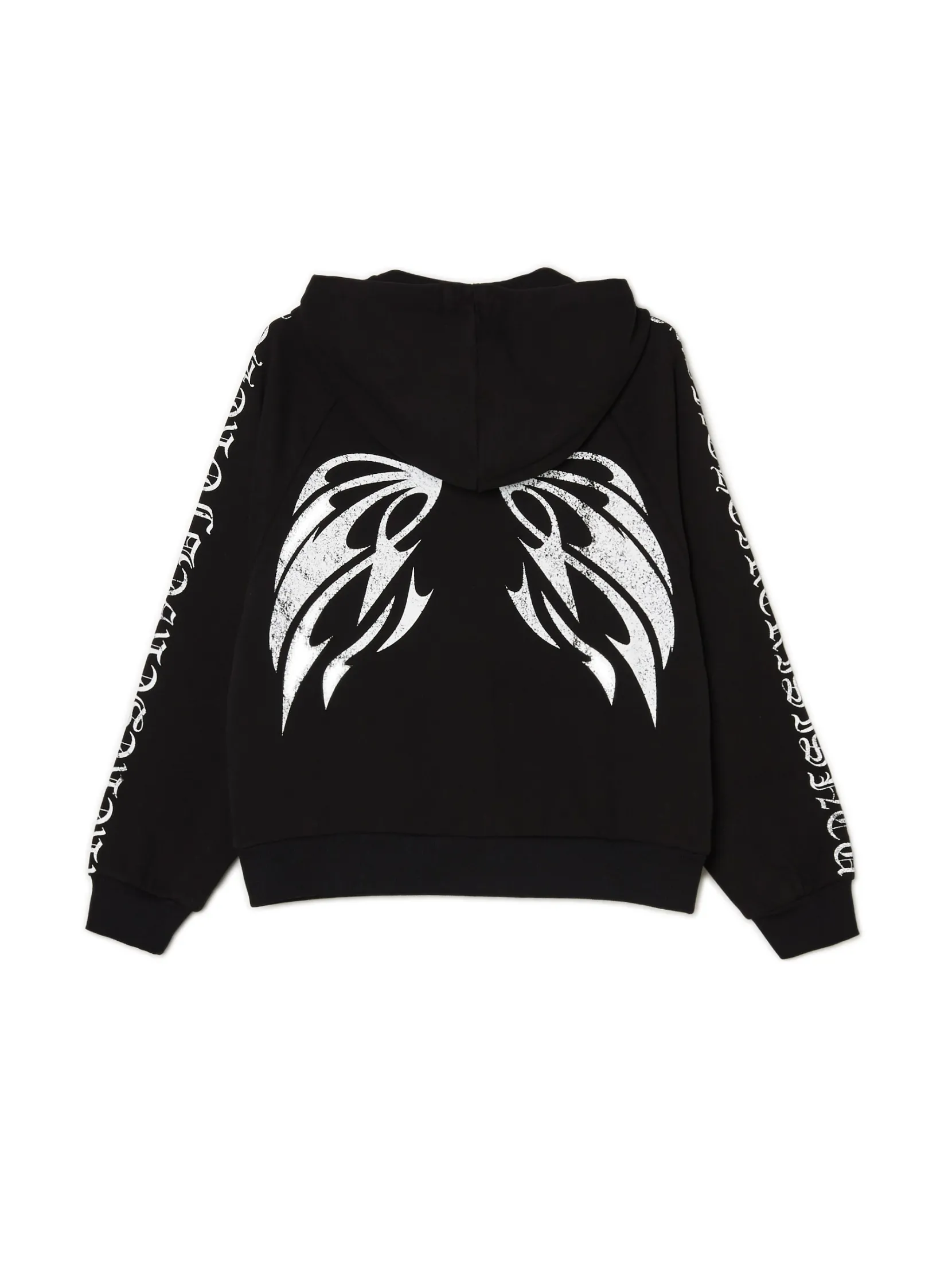 Best Czarna bluza hoodie z motywem skrzydeł Bluzy