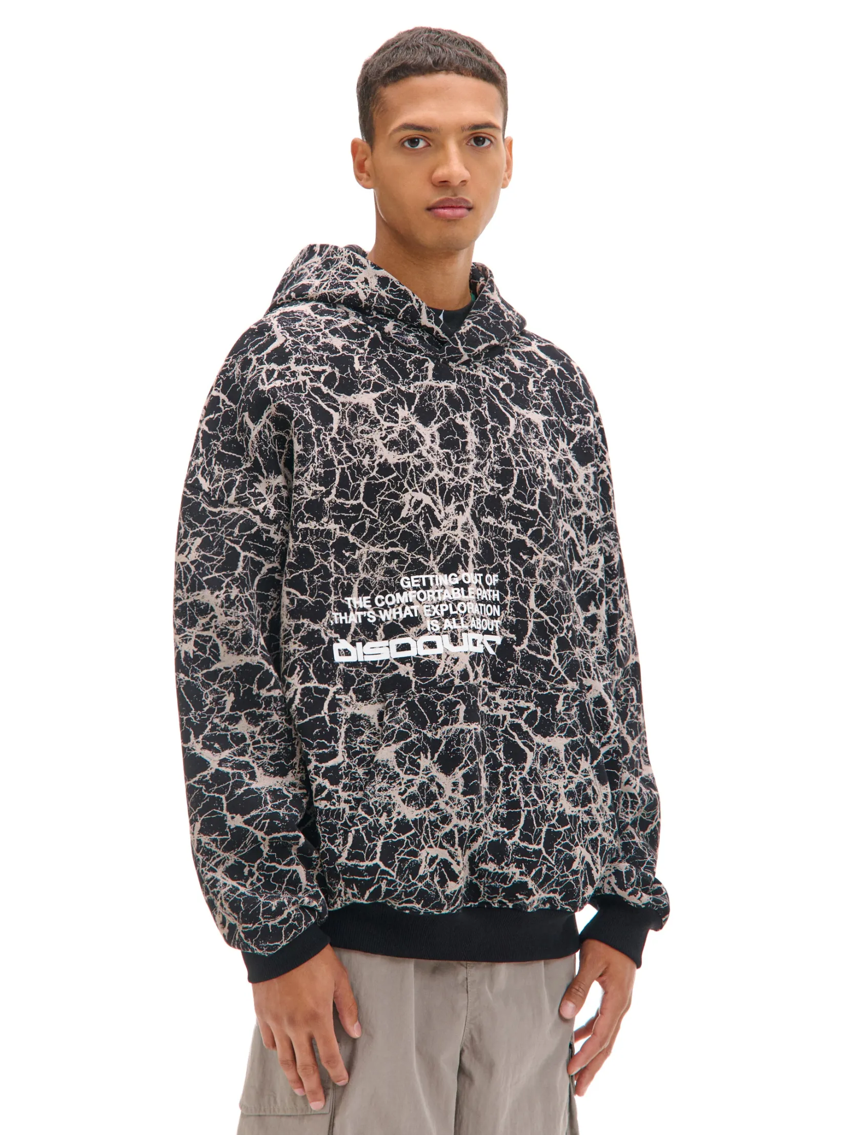 Sale Czarna bluza hoodie z nadrukiem all over Bluzy