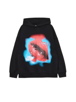 Online Czarna bluza hoodie z nadrukiem Bluzy