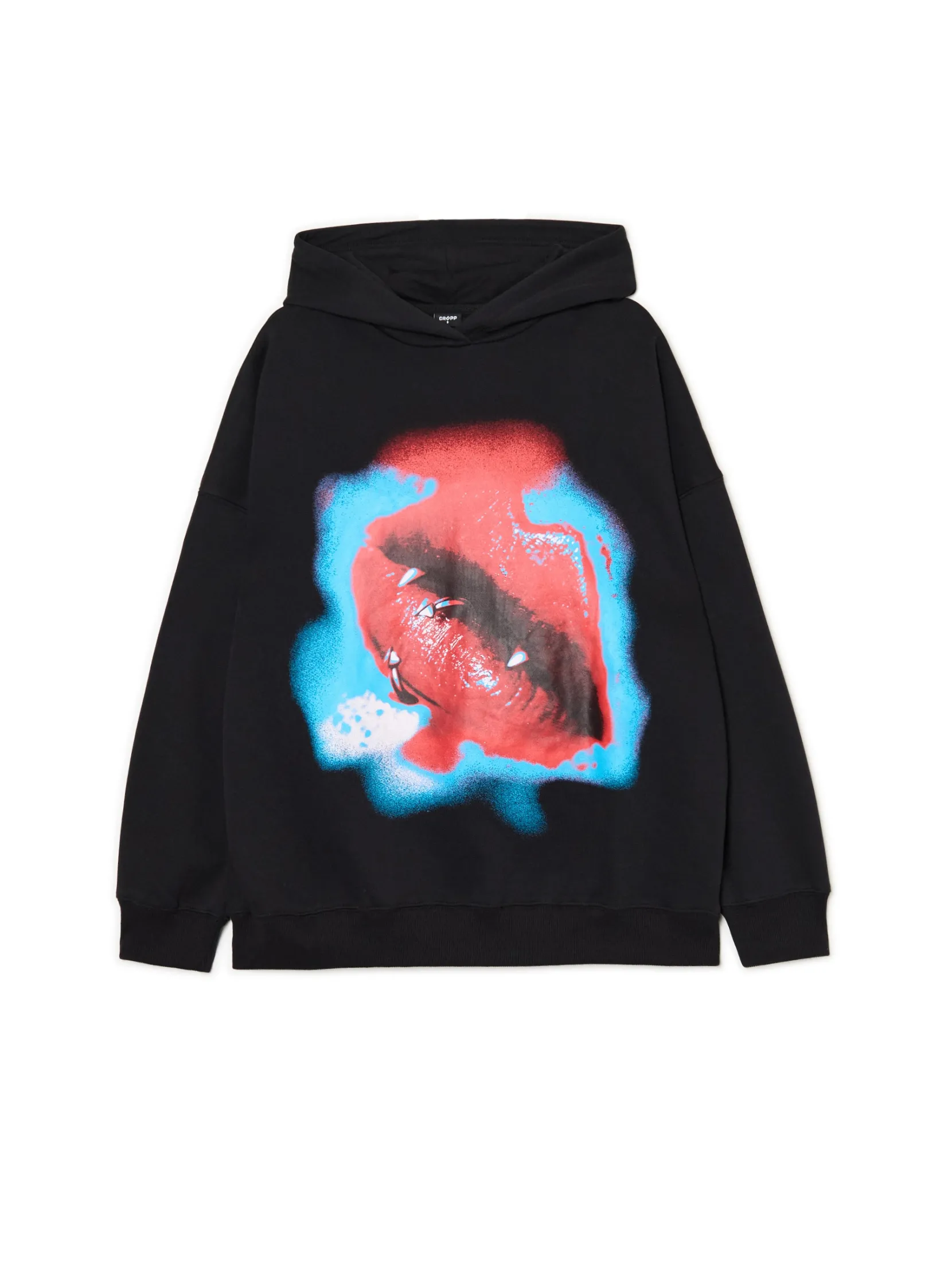 Online Czarna bluza hoodie z nadrukiem Bluzy
