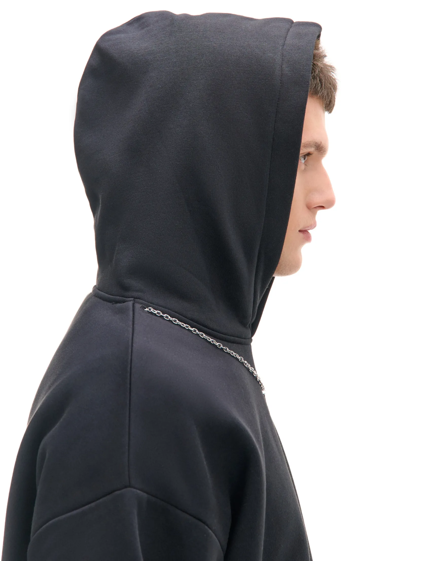 Sale Czarna bluza hoodie z naszyjnikiem Bluzy