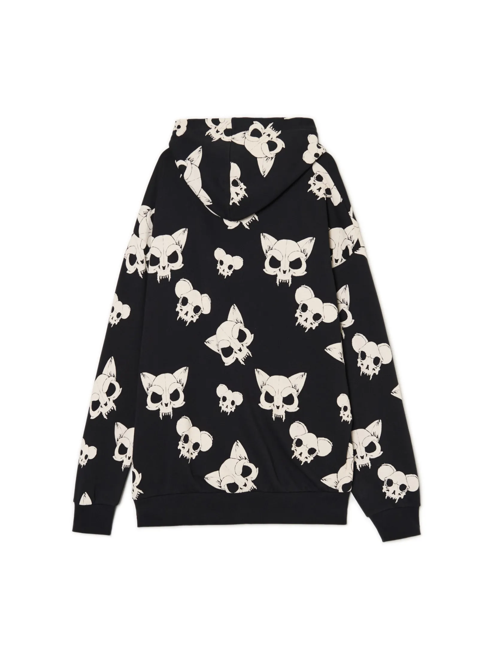 Fashion Czarna bluza z czaszkami kotów Bluzy