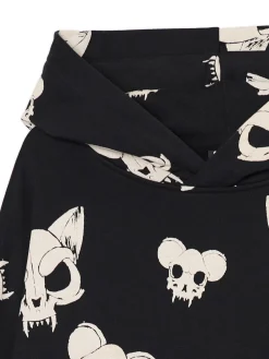 Fashion Czarna bluza z czaszkami kotów Bluzy