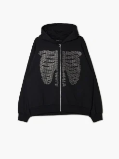 Sale Czarna bluza z kapturem i aplikacją Bluzy