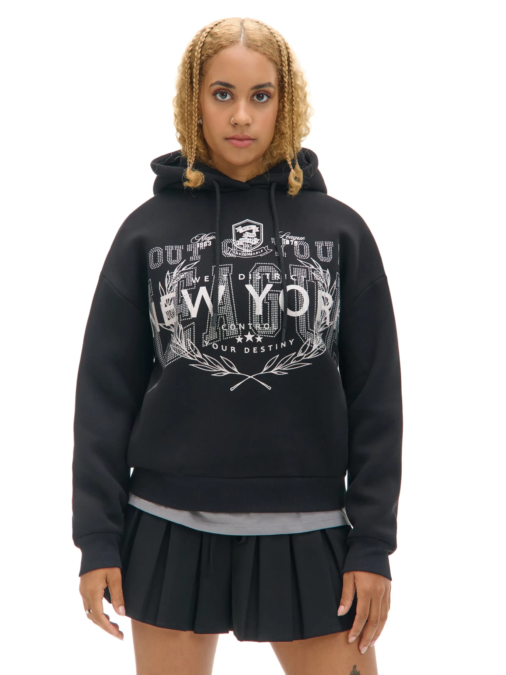 Best Czarna bluza z kapturem i napisami UNISEX Unisex|Unisex