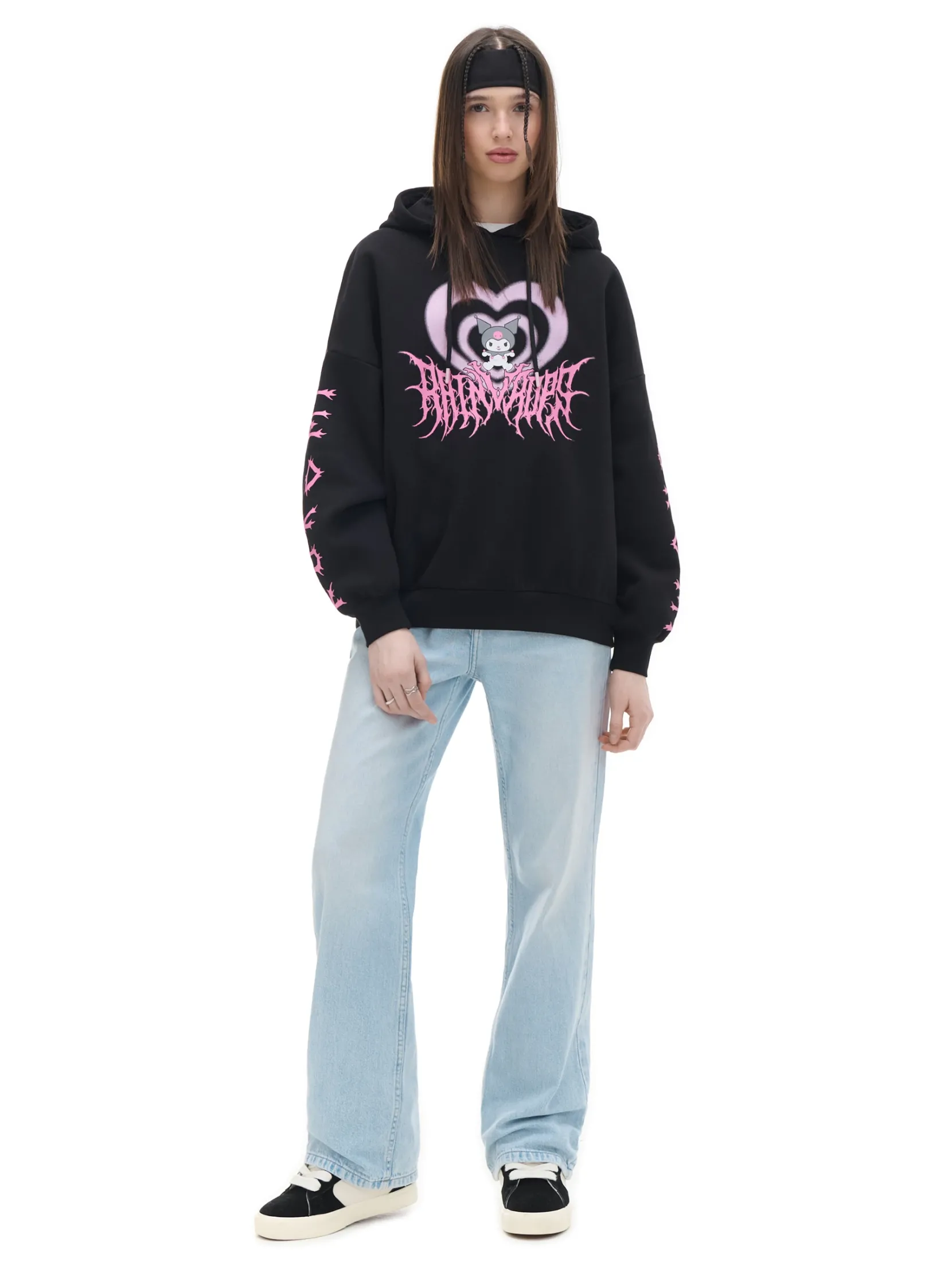Outlet Czarna bluza z kapturem Kuromi Bluzy