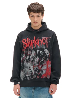 Fashion Czarna bluza z kapturem Slipknot Bluzy
