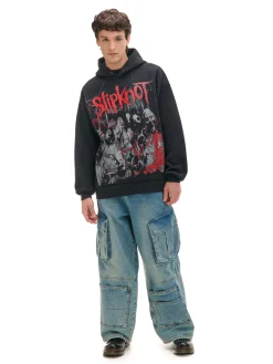 Fashion Czarna bluza z kapturem Slipknot Bluzy