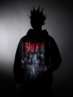 Fashion Czarna bluza z kapturem Slipknot Bluzy
