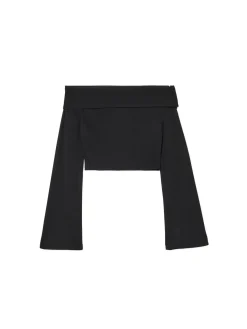 Clearance Czarna bluzka hiszpanka Koszulki, Topy