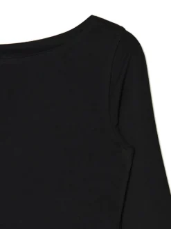 Sale Czarna bluzka longsleeve z wiskozą Koszulki, Topy