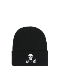 Discount Czarna czapka beanie z kościotrupem Czapki