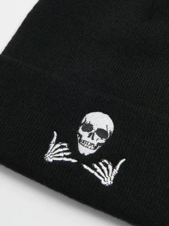 Discount Czarna czapka beanie z kościotrupem Czapki