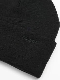 Best Czarna czapka beanie z naszywką Czapki|Basic