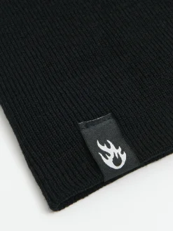 Fashion Czarna czapka beanie z wiskozą Czapki|Basic